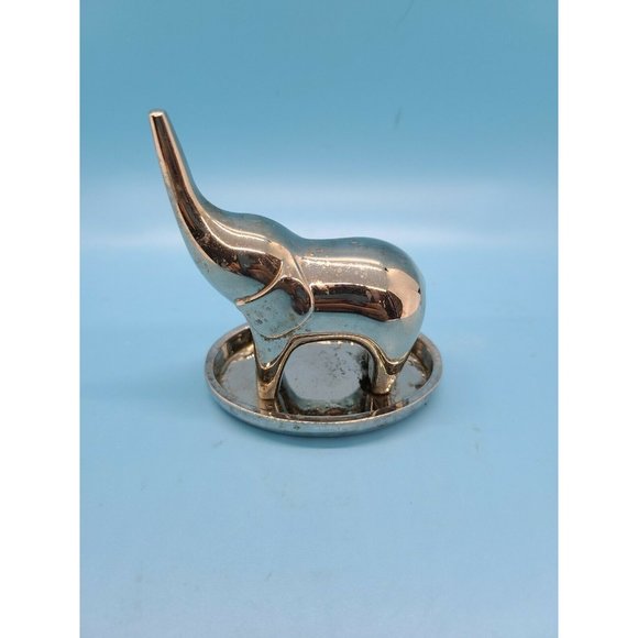 Red Envelope Silver Plated Trumpeting Baby Elephant Ring/Jewelry Holder 3" - Picture 3 of 7